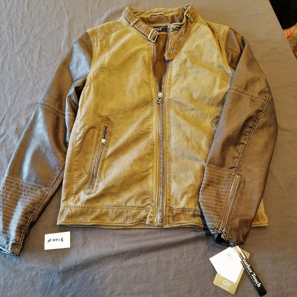 Black Rivet Alternative Leather/Canvas Jacket NEW